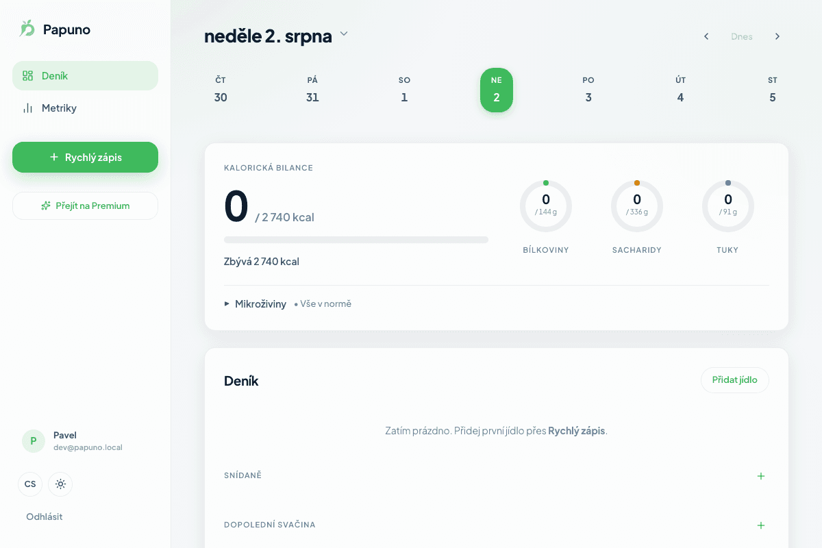 Papuno App Interface Light